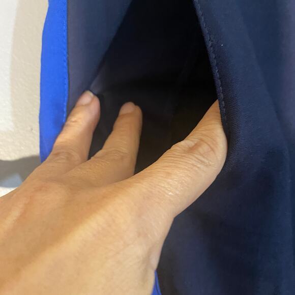 Vince Dark Blue Stripe Panel Wool Blend Stretch Career Pants Women Sz 4 - Picture 7 of 10